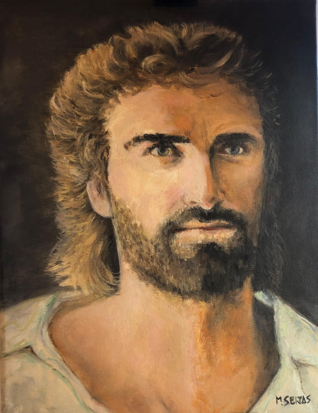 Retrato de Cristo titulado Él, óleo sobre lienzo de Mariana Seijas